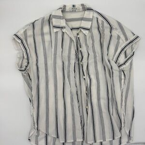 Madewell Women's Blue and White Striped Button Down Shirt